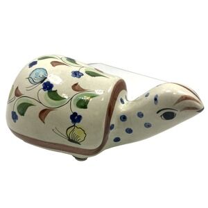 Vintage Tonala‎ Mexican Pottery Hand Painted Turtle Figurine Signed And Numbered